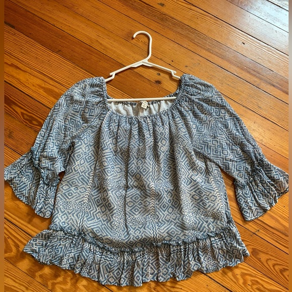 Like New! Lucky Brand off the Shoulder Pheasant Blouse Size Small - Picture 5 of 10